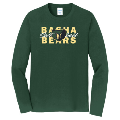 Softball Script Cotton Long Sleeve - Green  Thumbnail